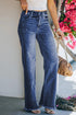 Raw Hem Straight Leg Jeans